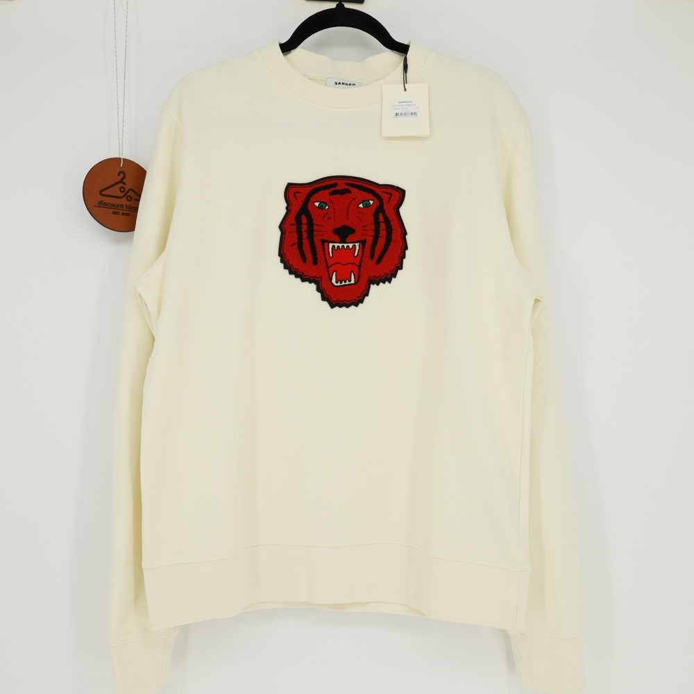 Sandro Tiger Patch Crewneck Sweatshirt Size Medium Cotton